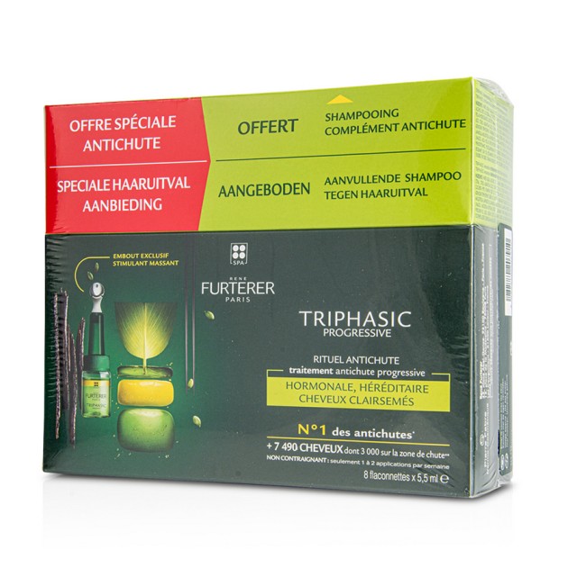 Rene Furterer Set Triphasic Serum Progressive 8x5.5ml & Anti Hair Loss Shampoo 100ml