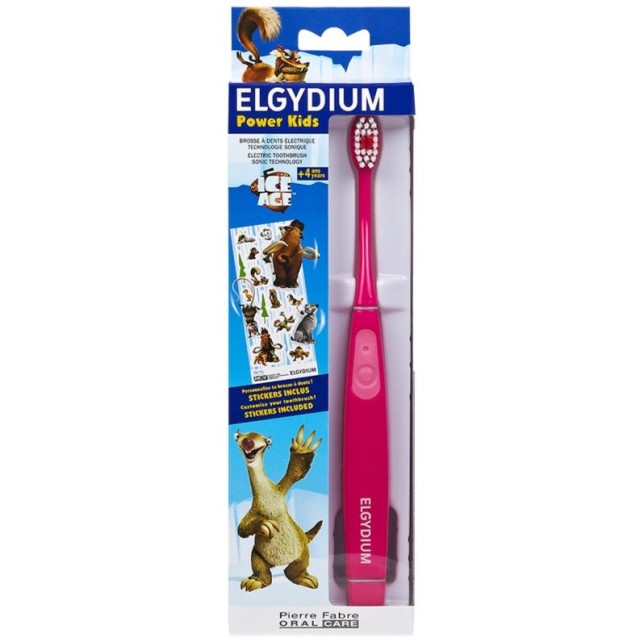 Elgydium Power Kids Ice Age Ηλεκτρική Οδοντόβουρτσα 4 ετών+ Ροζ 1τμχ