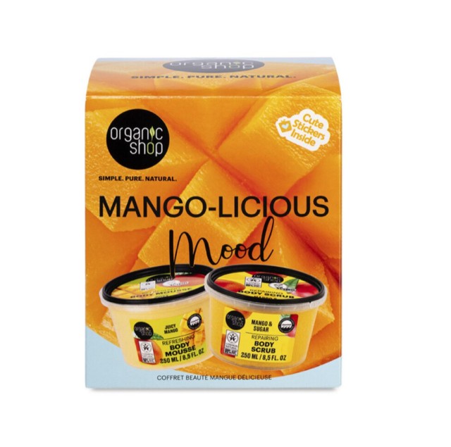 Organic Shop Mango-licious Mood Set Περιποίησης Σώματος με Mango & Sugar Body Scrub Απολεπιστικό Σώματος 250ml + Juicy Mango Body Mousse Κρέμα Σώματος 250ml
