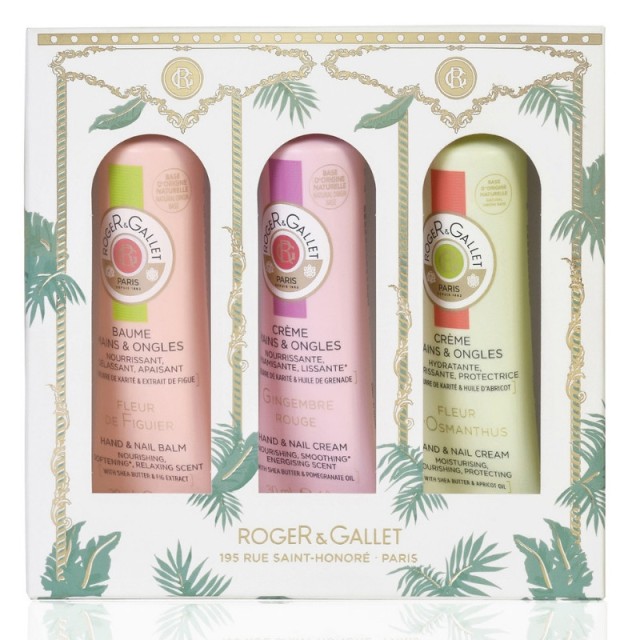 Roger & Gallet Set Hand & Nail Balm Fleur de Figuier 30ml + Hand & Nail Cream Gingembre Rouge 30ml + Hand and Nail Cream Fleur d' Osmanthous 30ml