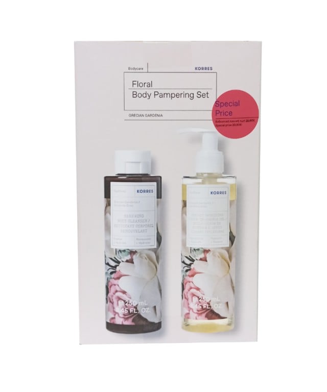 Korres Set Floral Body Pampering Αφρόλουτρο Γαρδένια 250ml + Ενυδατικό Serum-oil Σώματος Γαρδένια 250ml