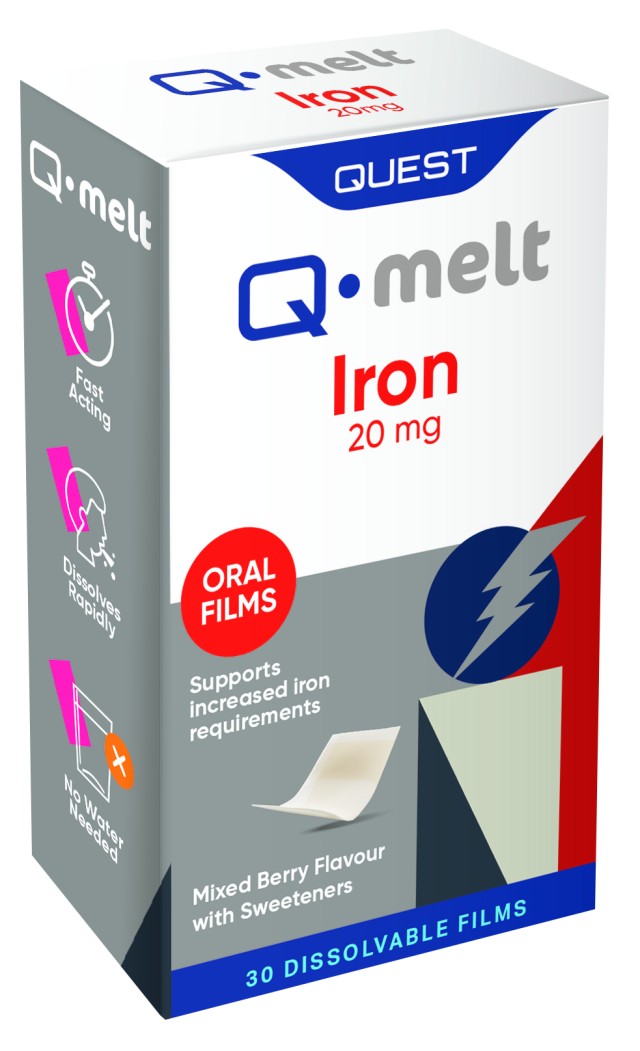 Quest Q Melt Iron 20mg Σίδηρος 30 Ταινίες Διαλυόμενες στο Στόμα