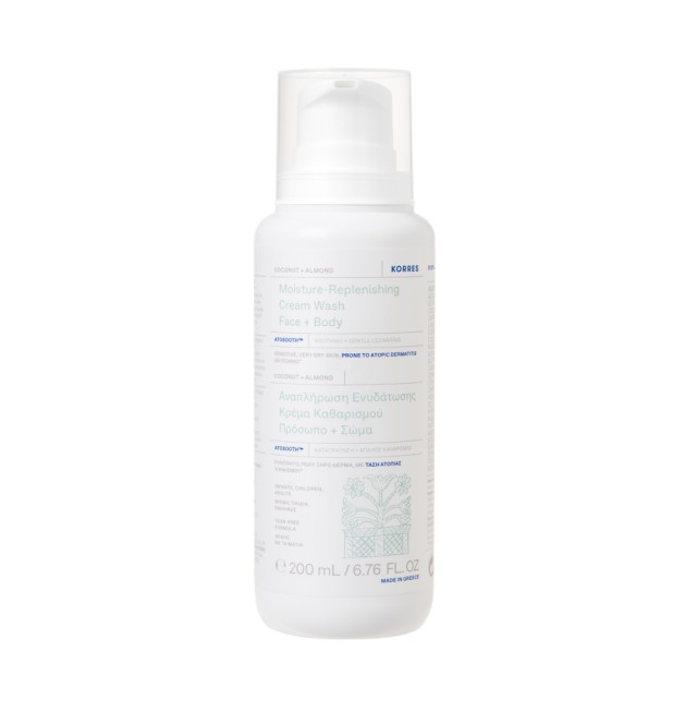 Korres Moisturizing - Replenishing Cream Wash Face & Body με Καρύδα & Αμύγδαλο 200ml