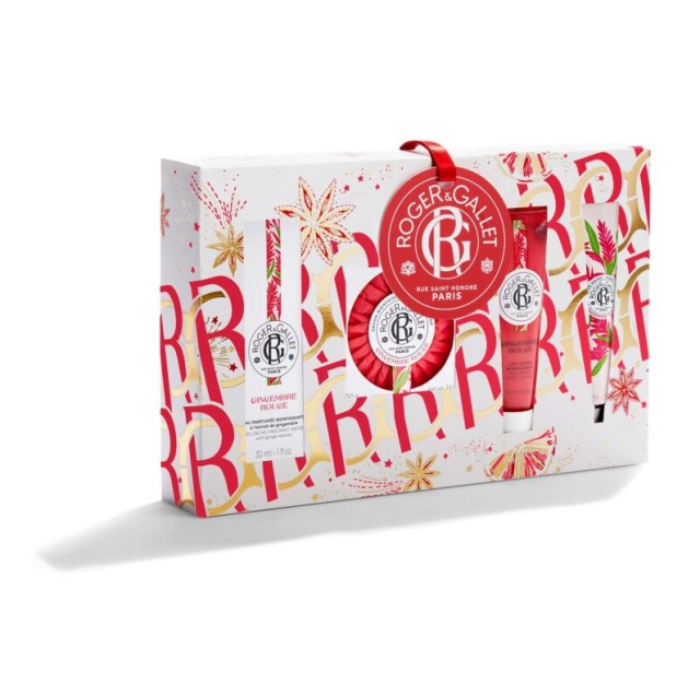 Roger & Gallet Set Gingembre Rouge Eau Parfumee 30ml + Gingembre Rouge Perfumed Soap Bar 100gr + Gingembre Rouge Wellbeing Body Lotion 50ml + Gingembre Rouge Hand Cream 30ml