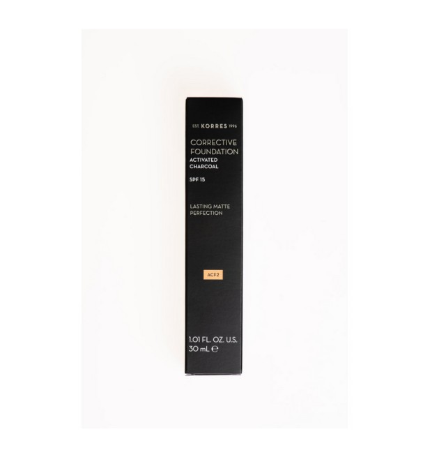 Korres Corrective Foundation SPF15 Activated Charcoal ACF2 Διορθωτικό Make-up με Ενεργό Άνθρακα 30ml