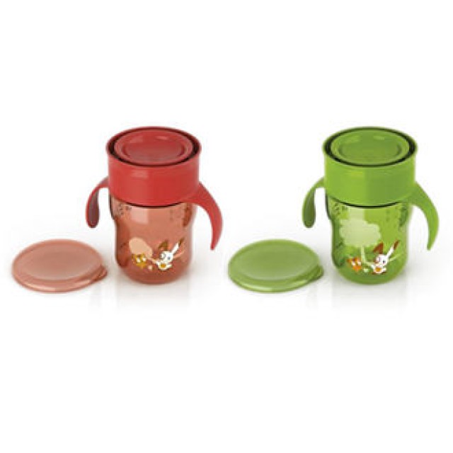 AVENT Κύπελο εκμάθησης 260ml με λαβές Πράσινο & Κόκκινο 9m+