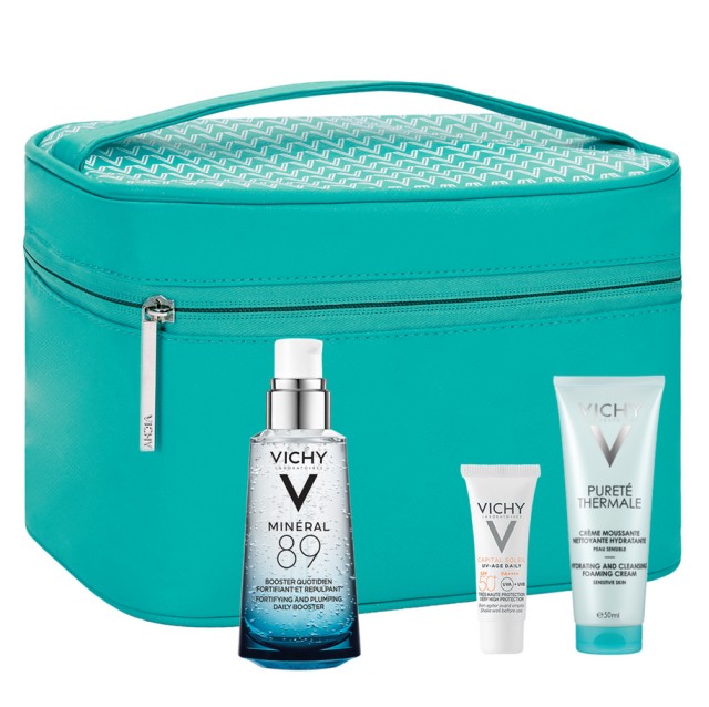 Vichy Set Mineral 89 50ml + Δώρο Purete Thermal Foaming Cream 50ml + UV Age Daily SPF50 3ml + Νεσεσέρ 1τμχ
