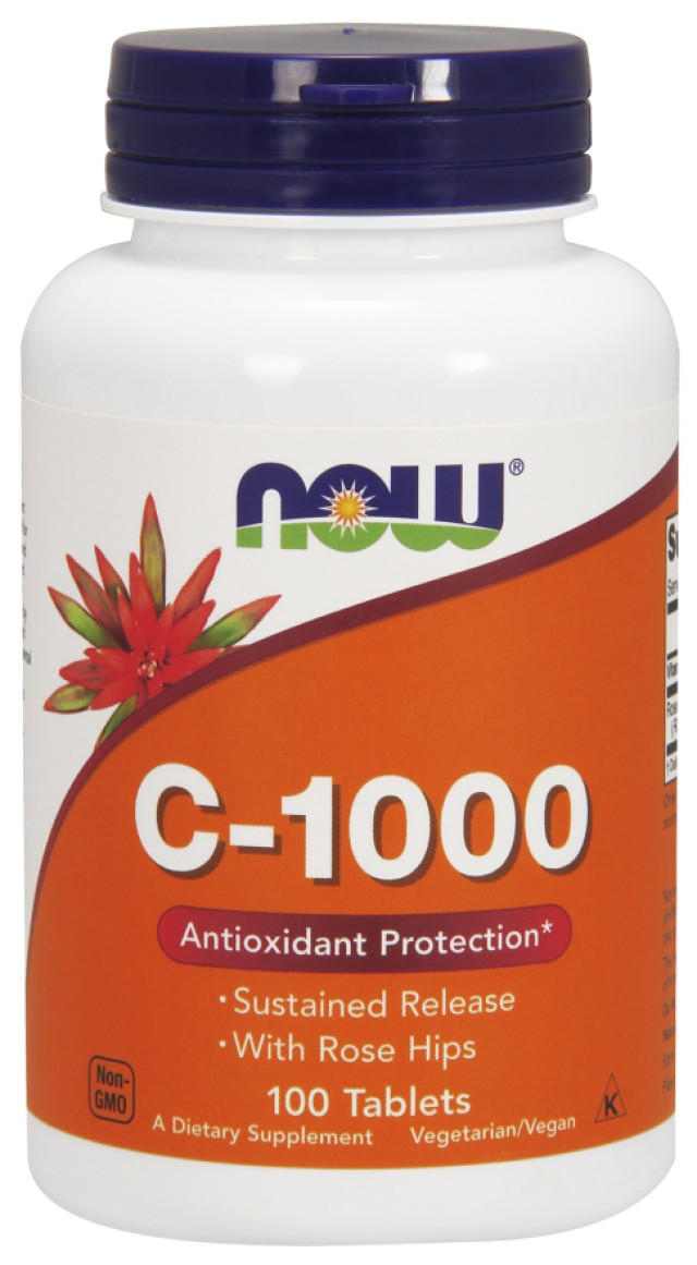 Now Foods C-1000, with Rose Hips & Bioflavonoids, Slow Release, 100 Tablets