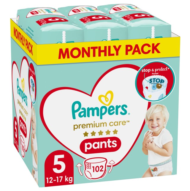 Pampers Premium Care Pants Μέγεθος 5 12-17Kg 102 Πάνες-Βρακάκι