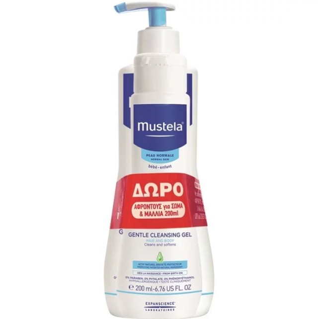 Mustela Promo Gel Lavant Doux Απαλό Τζελ Καθαρισμού για Μαλλιά & Σώμα 500ml + Δώρο Mustela 2 in 1 Cleansing Gel 200ml