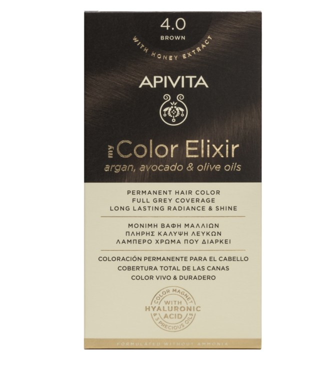 Apivita My Color Elixir kit Μόνιμη Βαφή Μαλλιών 4.0 ΚΑΣΤΑΝΟ