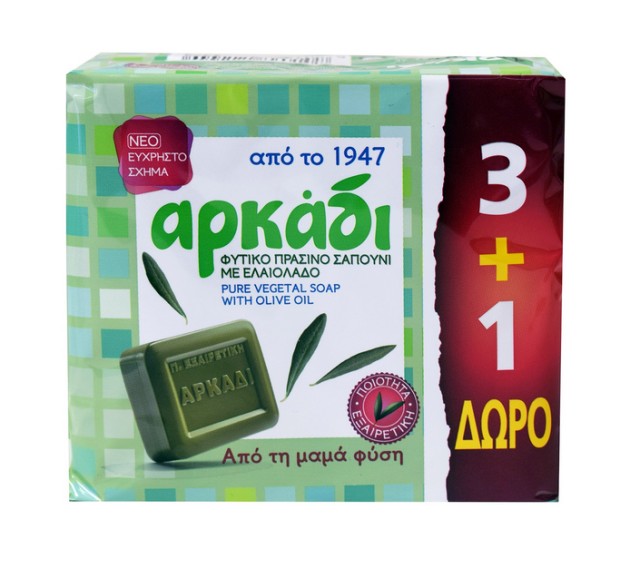 Αρκάδι Σαπούνι Πράσινο 150gr 3+1 Δώρο