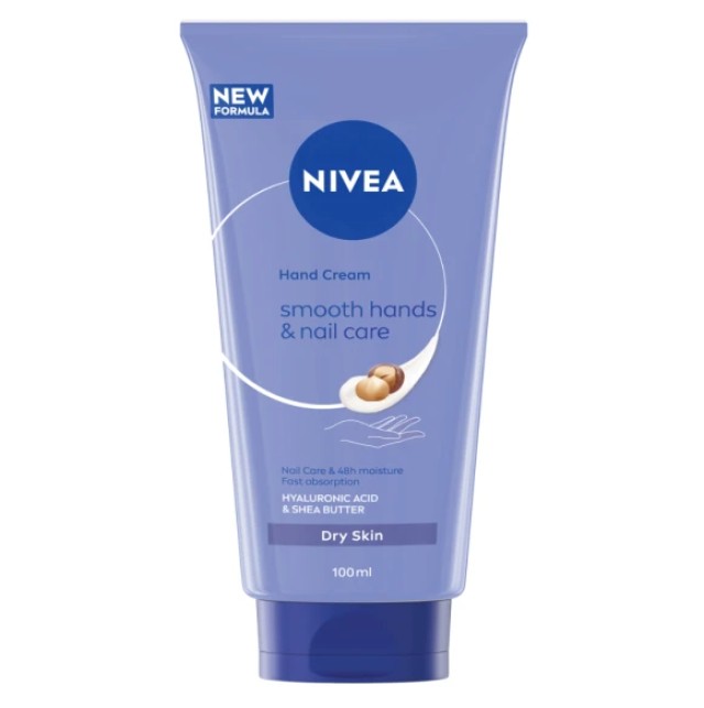 Nivea Hand & Nail Smooth Κρέμα Χεριών με Υαλουρονικό Οξύ & Βούτυρο Καριτέ 100ml