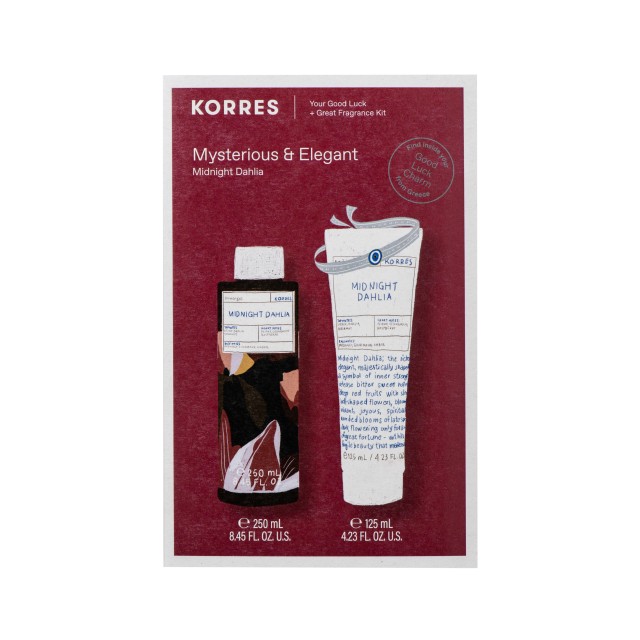 Korres Set Mysterious & Elegant Midnight Dahlia Showergel Γυναικείο Αφρόλουτρο 250ml & Midnight Dahlia Body Milk Γαλάκτωμα Σώματος 125ml & Δώρο Βραχιόλι Καλής Τύχης 1τμχ