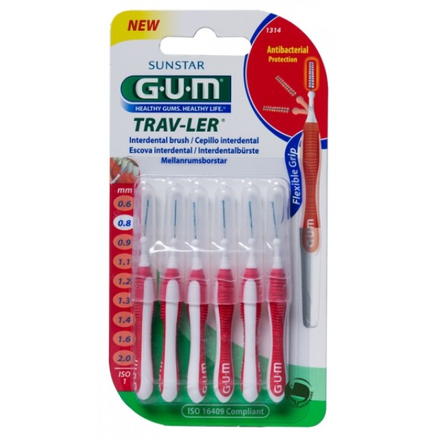 GUM 1314 ΜΕΣΟΔΟΝΤΙΑ TRAV-LER Tapered 0,8mm x6