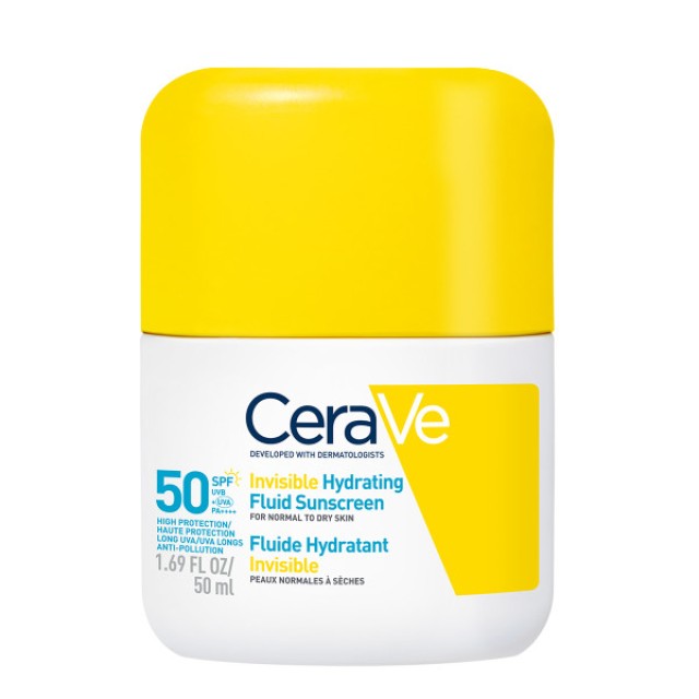 CeraVe Invisible Hydrating Sunscreen Fluid Αντηλιακό Προσώπου για Κανονική έως Ξηρή Επιδερμίδα Spf50 50ml