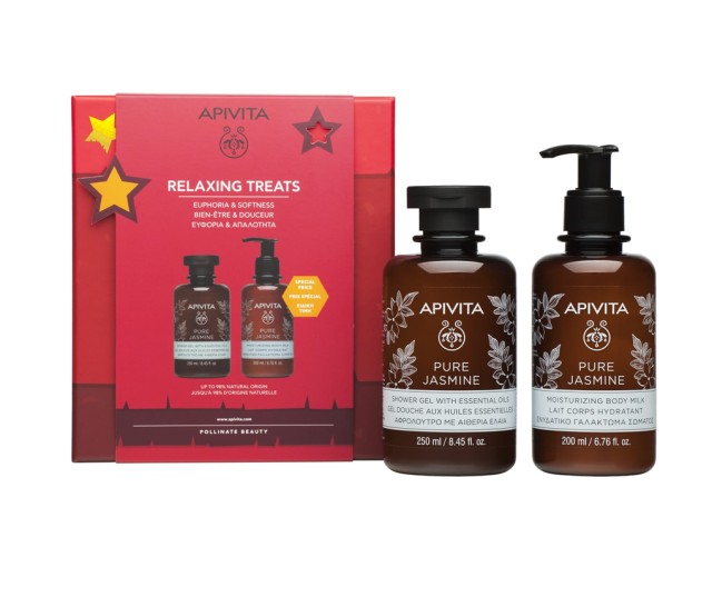 Apivita Set Relaxing Treats Pure Jasmine Αφρόλουτρο 250ml + Pure Jasmine Γαλάκτωμα Σώματος 200ml