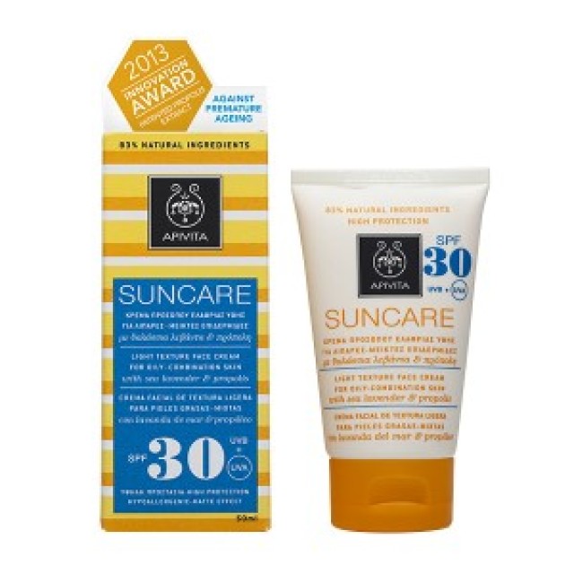APIVITA SUNCARE Αντηλιακή κρέμα προσώπου για λιπαρές/μεικτές επιδερμίδες SPF30 50ml