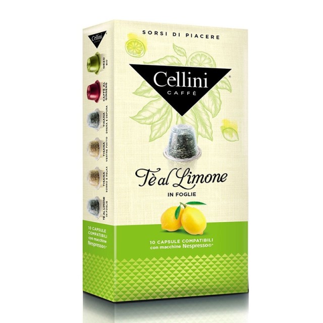 Cellini Te al Limone Αγνό Μαύρο Τσάι με Άρωμα Λεμονιού (Συμβατές με Nespresso) 10caps