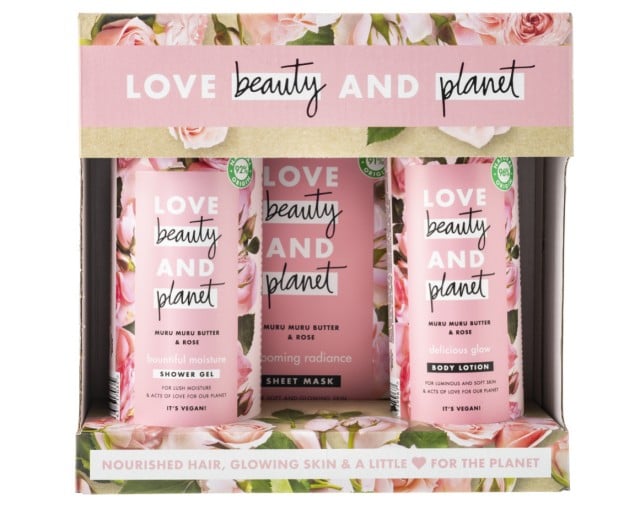 Love Beauty and Planet Set Shower Gel Rose 400ml + Body Lotion Rose 400ml + Muru Muru Butter & Rose Face Sheet Mask 21ml