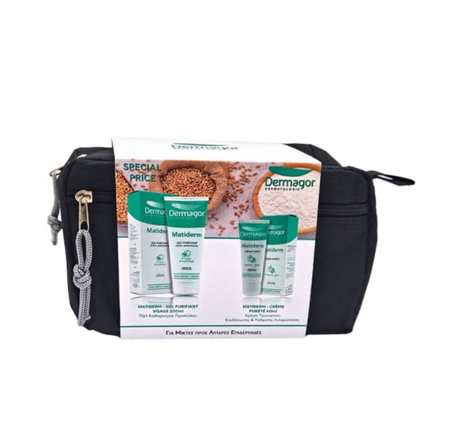 Dermagor Set για Μικτές & Λιπαρές Επιδερμίδες με Matiderm Gel Purifiant για Βαθύ Καθαρισμό 200ml & Matiderm Creme Purete Κρέμα Προσώπου 40ml & Δώρο Νεσεσέρ
