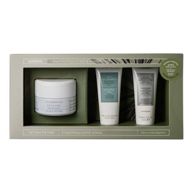Korres Set White Pine Day Cream 40ml & ΔΩΡΟ White Pine Night Cream 16ml & Olympus Tea 3in1 Cleansing 16ml