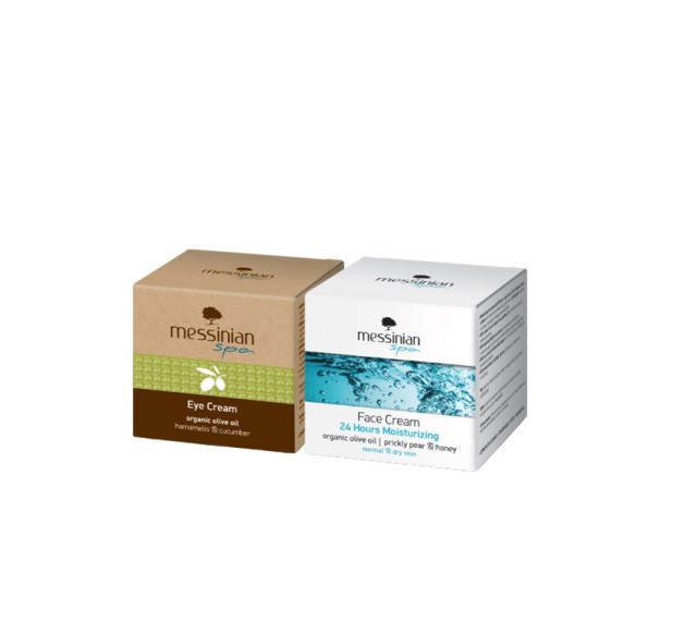 Messinian Spa Set Ενυδατική Κρέμα Προσώπου για Κανονικές & Ξηρές Επιδερμίδες με Φραγκόσυκο & Μέλι 50ml & Δώρο Κρέμα Ματιών με Αμαμελίδα & Αγγούρι 30ml