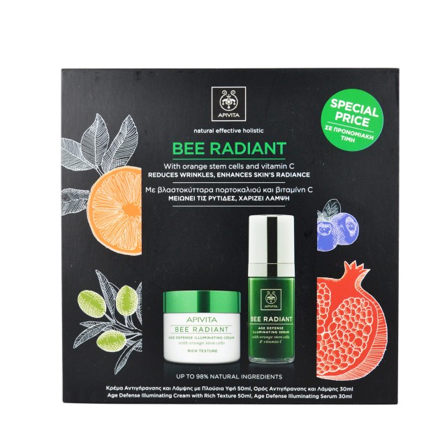 Apivita Promo Bee Radiant Κρέμα Αντιγήρανσης και Λάμψης Πλούσια Υφή 50ml + Serum Bee Radiant 30ml
