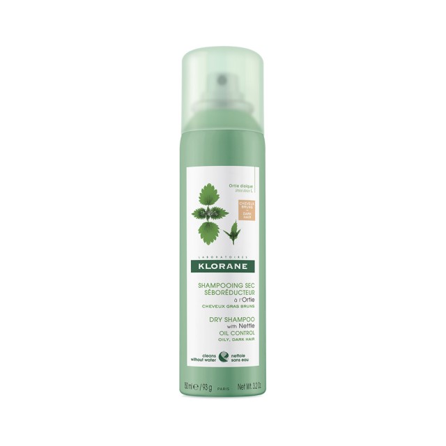 Klorane Shampooing Sec a L' Ortie Dry Shampoo With Nettle Oil Control Ξηρό Σαμπουάν για Καστανά-Σκούρα Λιπαρά Μαλλιά 150ml