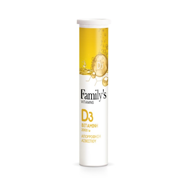 Family's Vitamins Vitamin D3 2000iu 20 Αναβράζοντα Δισκία