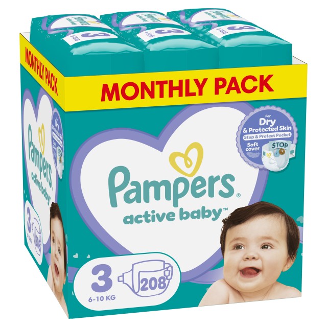 Pampers Active Baby No.3 (6-10Kg) 208τμχ