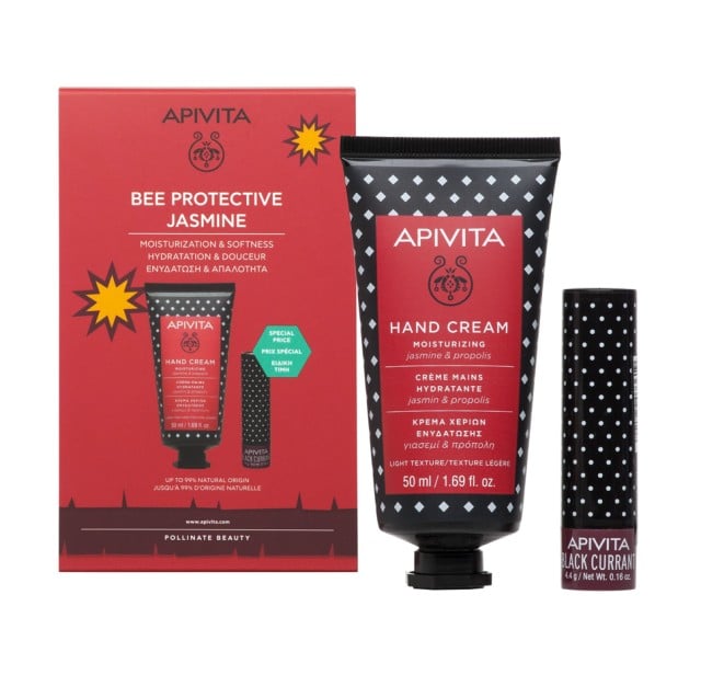 Apivita Set Bee Protective Jasmine Κρέμα Χεριών Ενυδάτωσης με Γιασεμί & Πρόπολη 50ml + Lipcare με Φραγκοστάφυλο 4.4ml