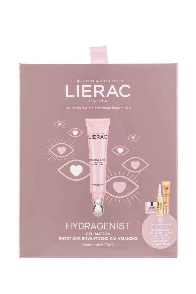 Lierac Set Hydragenist Gel Yeux Hydra-lissant 15ml + Hydragenist Gel-Cream 10ml + Cica-Filler serum 10ml + Sunissime fluide SPF30 10ml