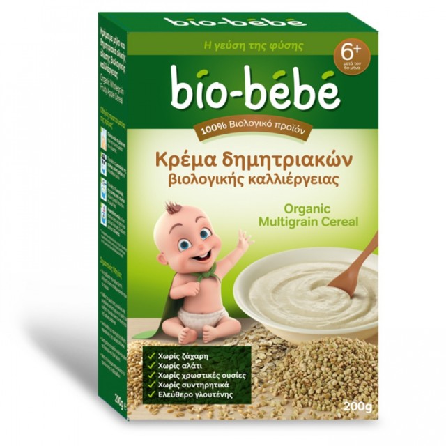 Bio-Bebe Κρέμα δημητριακών Ολικής Αλεσης Βιολογικής Καλλιέργειας 6+ Μηνών 200gr