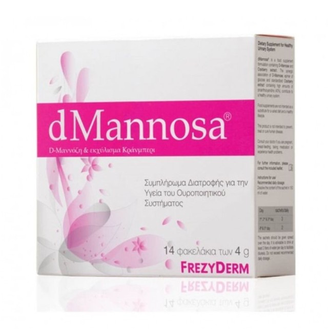 Frezyderm dMannosa & Cranberry Extract D-Μαννόζη & Εκχύλισμα Κράνμπερι Συμπλήρωμα Διατροφής για την Υγεία του Ουροποιητικού Συστήματος 14x4gr