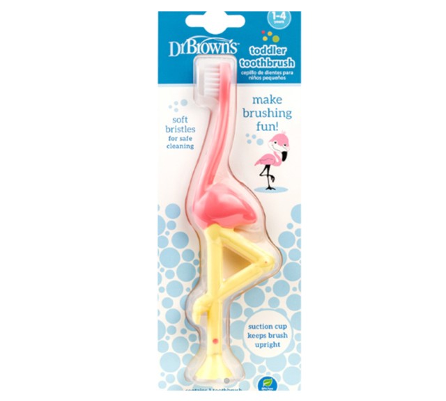 Dr. Brown's Toddler Toothbrush HG 058 Οδοντόβουρτσα Ροζ Φλαμίνγκο 1-4 ετών 1τμχ