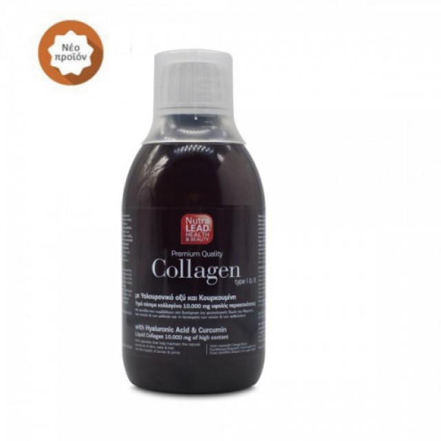 Nutralead Premium Collagen Υγρό Πόσιμο Κολλαγόνο 10.000 mg Υψηλής Περιεκτικότητας Εμπλουτισμένο με Υαλουρονικό Οξύ, Σύμπλεγμα Βιταμινών, Ρόδι & Κουρκουμίνη, 300ml