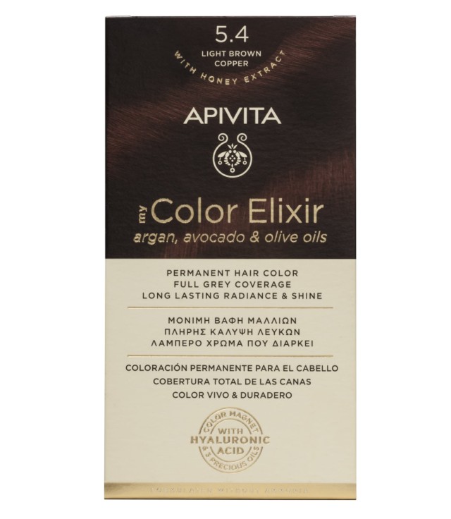 Apivita My Color Elixir kit Μόνιμη Βαφή Μαλλιών 5.4 ΚΑΣΤΑΝΟ ΑΝΟΙΧΤΟ ΧΑΛΚΙΝΟ