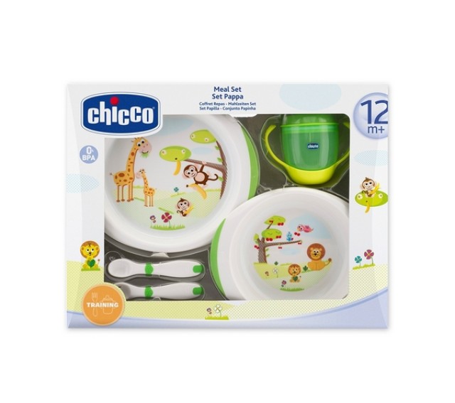 CHICCO Σετ Φαγητού (Πιατα+Ποτηρι+Κουταλια) 12M+