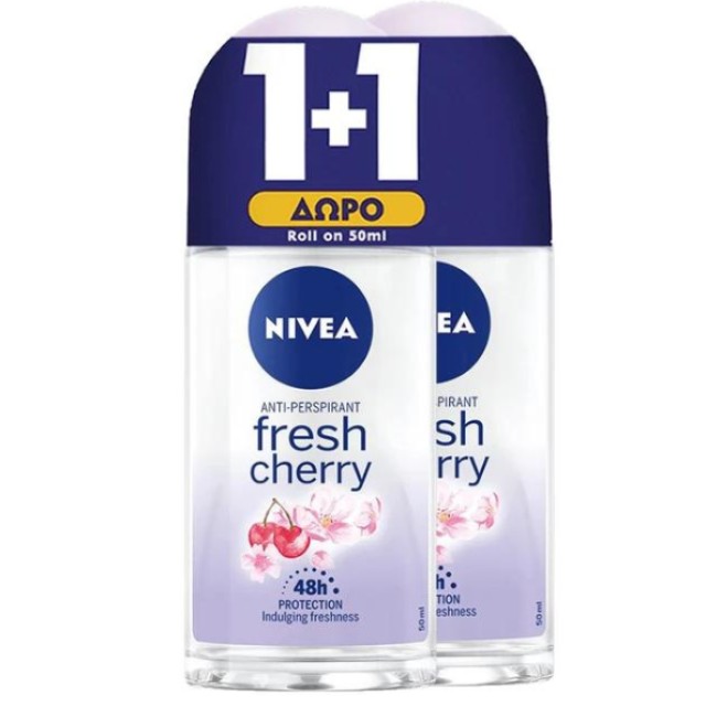 Nivea Fresh Cherry Anti Perspirant 48h Deo Roll-on 50ml 1+1 Δώρο