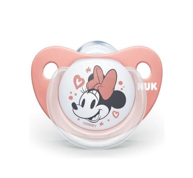 Nuk Trendline Mickey Πιπίλα Σιλικόνης με Θήκη Λευκό-Ρόζ 0-6m 1τμχ