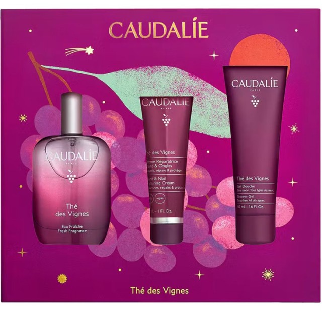 Caudalie Set The Des Vignes Fresh Fragrance Γυναικείο Άρωμα 50ml + Hand & Nail Cream Θρεπτική Κρέμα Χεριών 30ml + Shower Gel Αφρόλουτρο 50ml