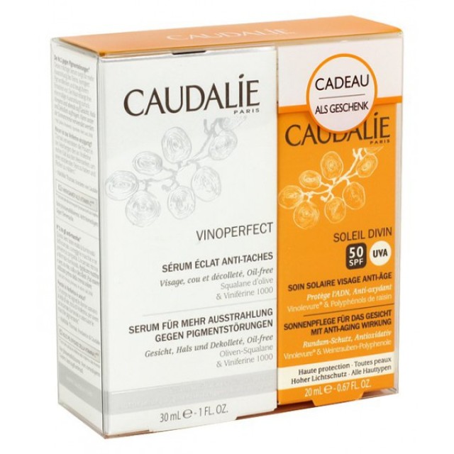 Caudalie Vinoperfect Radiance Serum Complexion Correcting 30 ML + Caudalie Soleil Divin Anti-Ageing Face Suncare SPF50 40 ML