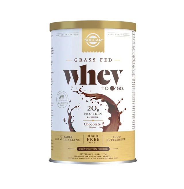Solgar Grass Fed Whey To Go Protein Chocolate Powder 377gr