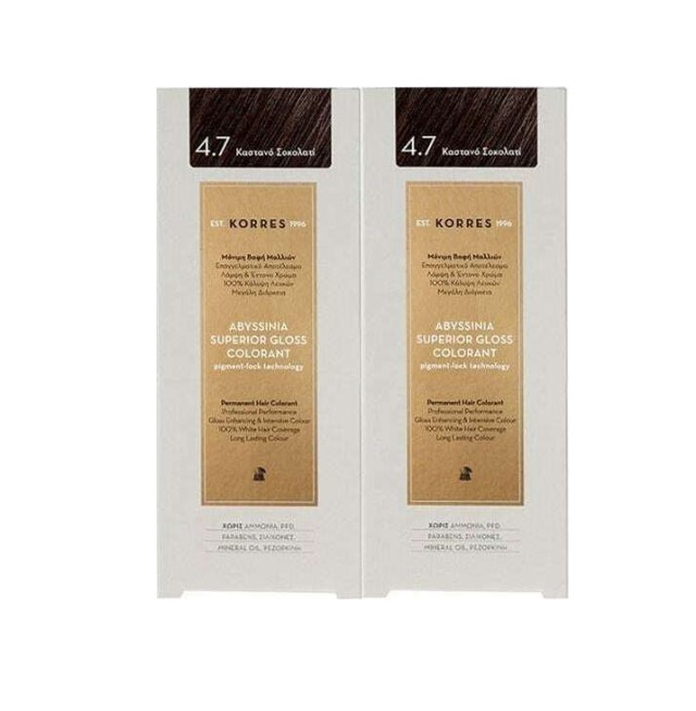 Korres Set Abyssinia Superior Gloss Colorant 4.7 Καστανό Σοκολατί 50ml 1+1
