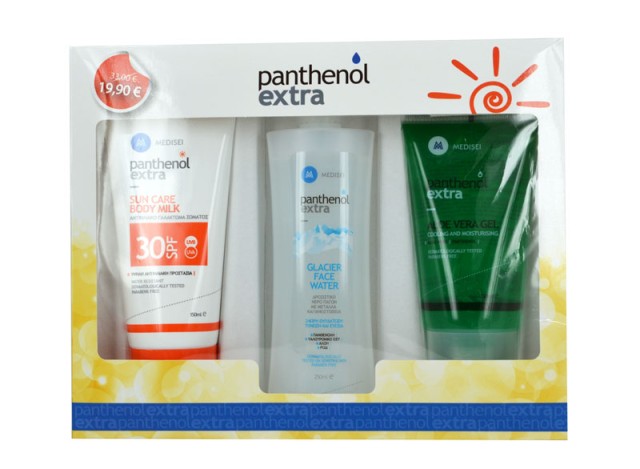 Medisei PANTHENOL EXTRA SET SUN BODY MILK SPF30 150ML & GLACIER FACE WATER 250ML + ALOE VERA GEL 150ML