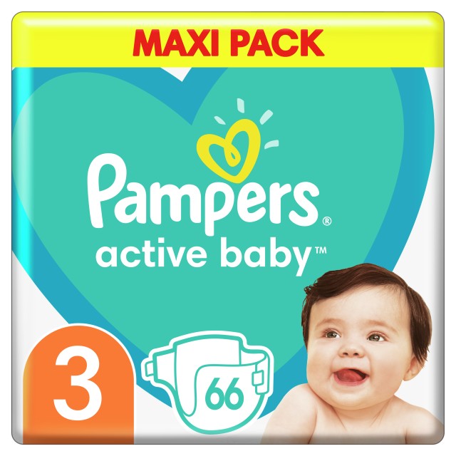 Pampers Active Baby Maxi Pack No.3 (6-10Kg) 66τμχ