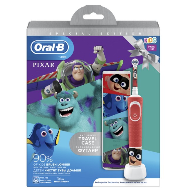 Oral-B Παιδική Επαναφορτιζόμενη Ηλεκτρική Οδοντόβουρτσα Special Edition Pixar Kids 3+ & Θήκη Ταξιδίου 1τμχ