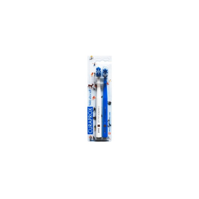 Curaprox 5460 Ultra Soft Duo Pack Thomas Bolliger Edition Μπλε / Άσπρο Οδοντόβουρτσα Πολύ Μαλακή 2τμχ