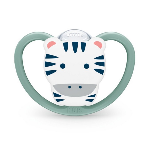Nuk Space Πιπίλα Σιλικόνης με Θήκη Πράσινη Ζέβρα 18-36m 1τμχ